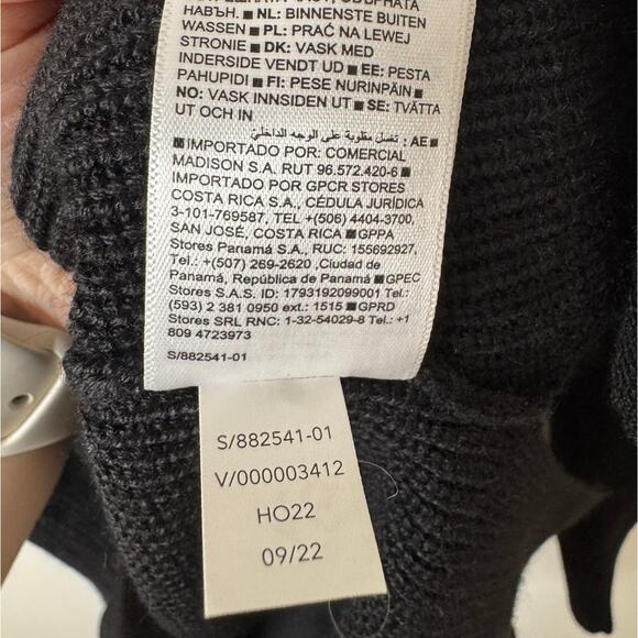 Athleta 1X Black Hanover Refined V-Neck Sweater Merino Wool Chunky Knit Relaxed - Picture 9 of 9